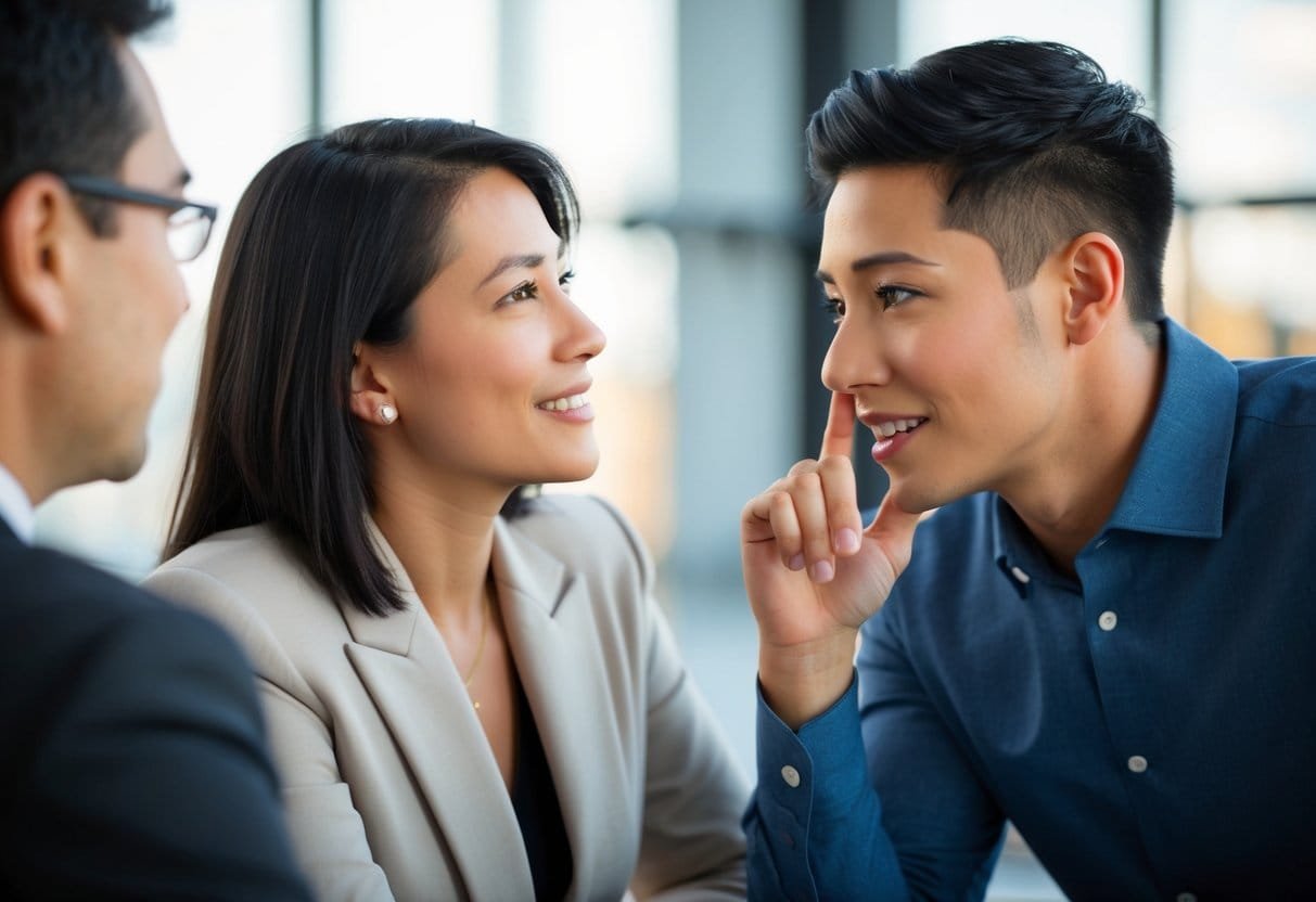 A person leaning in, nodding, and making eye contact while another person speaks, showing attentiveness and engagement in a conversation